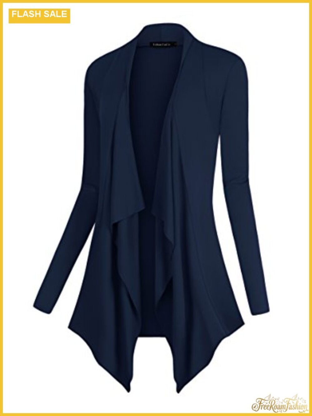 Drape Front Open Cardigan Long Sleeve Irregular Asymmetrical Hem